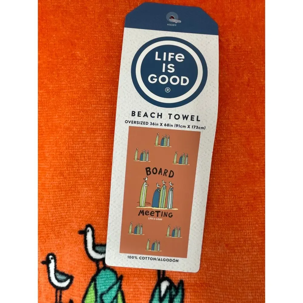 Life is Good Board Meeting Beach Towel 36x68